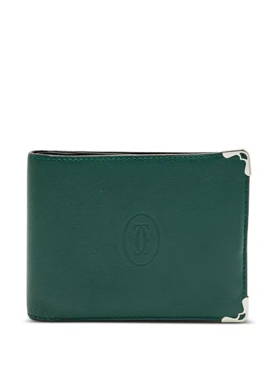 Pre-owned Cartier Must De  Bifold Wallet In Green