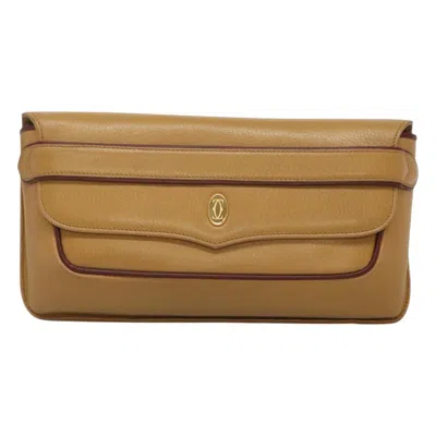 Pre-owned Cartier Must De  Brown Leather Clutch Bag ()