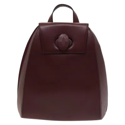 Pre-owned Cartier Must De  Burgundy Leather Backpack Bag ()