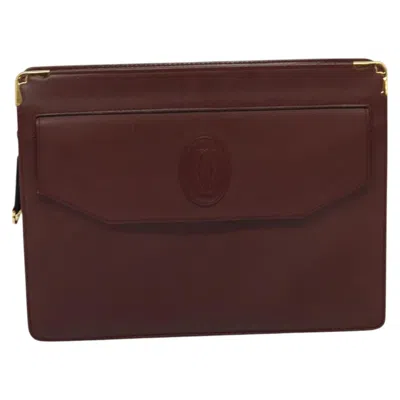 Pre-owned Cartier Must De  Burgundy Leather Clutch Bag ()