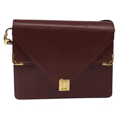 Pre-owned Cartier Must De  Burgundy Leather Shoulder Bag ()