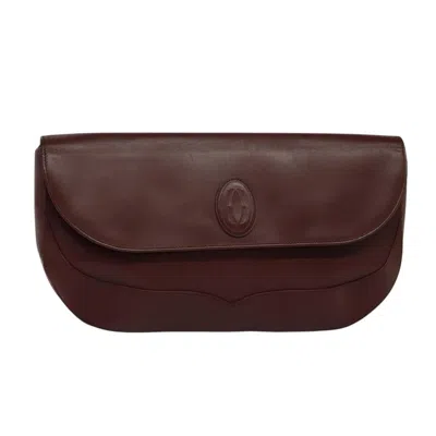 Pre-owned Cartier Must De  Clutch Bag Leather Burgundy Leather Clutche & Pouche Bag ()