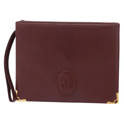 Pre-owned Cartier Must De  Clutch Bag Leather Burgundy Leather Clutche & Pouche Bag ()