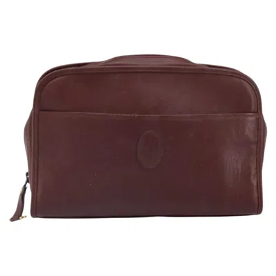 Pre-owned Cartier Must De  Clutch Bag Leather Burgundy Leather Clutche & Pouche Bag ()