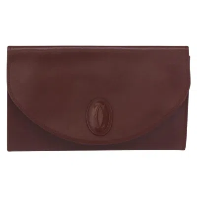 Pre-owned Cartier Must De  Clutch Bag Leather Burgundy Leather Clutche & Pouche Bag ()