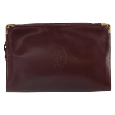 Pre-owned Cartier Must De  Clutch Bag Leather Burgundy Leather Clutche & Pouche Bag ()
