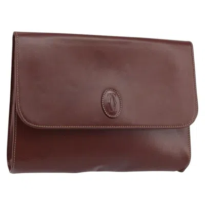 Pre-owned Cartier Must De  Clutch Bag Leather Burgundy Leather Clutche & Pouche Bag ()