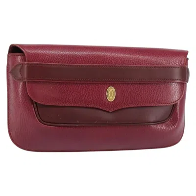 Pre-owned Cartier Must De  Clutch Bag Leather Burgundy Leather Clutche & Pouche Bag ()