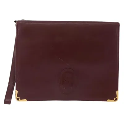 Pre-owned Cartier Must De  Clutch Bag Leather Burgundy Leather Clutche & Pouche Bag ()