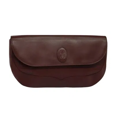Pre-owned Cartier Must De  Clutch Leather Burgundy Leather Clutche & Pouche Bag ()