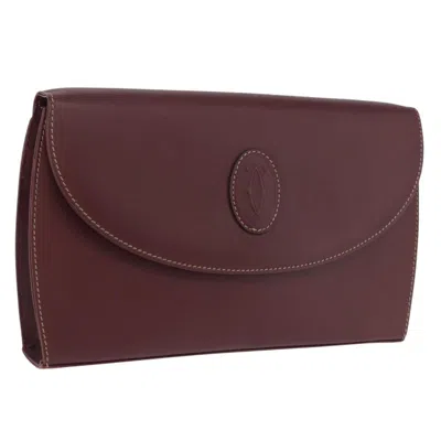 Pre-owned Cartier Must De  Clutch Leather Burgundy Leather Clutche & Pouche Bag ()