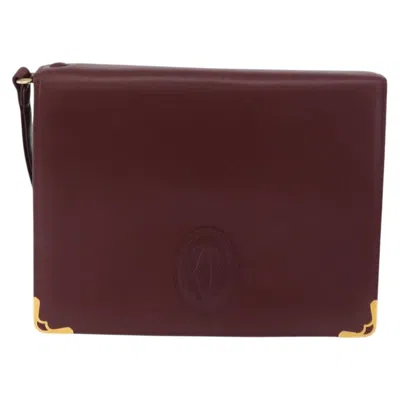 Pre-owned Cartier Must De  Clutch Leather Burgundy Leather Clutche & Pouche Bag ()