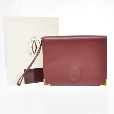 Pre-owned Cartier Must De  Clutch Leather Burgundy Leather Clutche & Pouche Bag ()