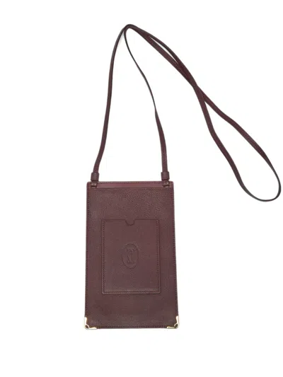 Pre-owned Cartier Must De  Debossed Cross Body Bag In Red