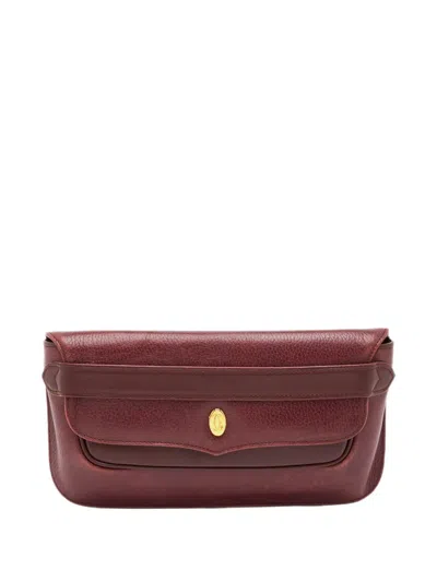 Pre-owned Cartier Must De  Flap Clutch Bag In Red