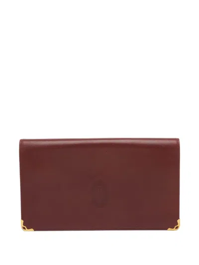 Pre-owned Cartier Must De  Flap Continental Wallet In Red