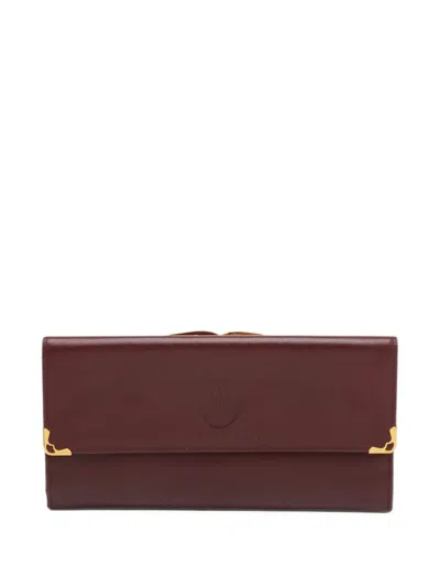 Pre-owned Cartier Must De  Flap Wallet In Red