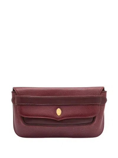 Pre-owned Cartier Must De  Grained Leather Clutch Bag In Red