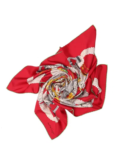 Pre-owned Cartier Must De  Le Temps Silk Scarf In Red