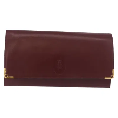 Pre-owned Cartier Must De  Leather Burgundy Leather Clutche & Pouche Bag ()