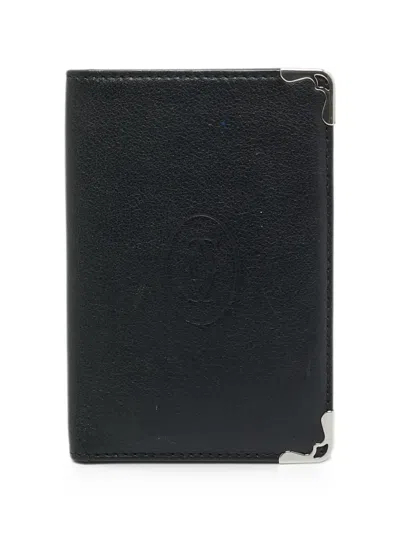 Pre-owned Cartier Must De  Leather Card Holder In Black