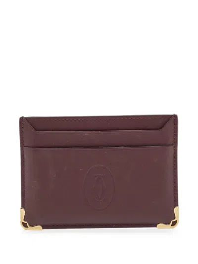 Pre-owned Cartier Must De  Leather Card Holder In Brown
