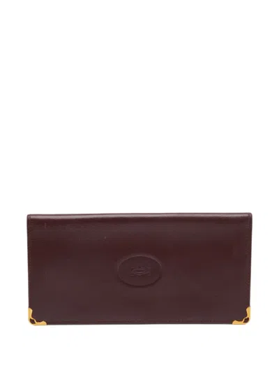 Pre-owned Cartier Must De  Leather Long Wallet In Red
