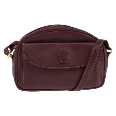 Pre-owned Cartier Must De  Shoulder Bag Leather Burgundy Leather Shoulder Bag Bag ()
