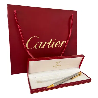 Pre-owned Cartier Must De  “trinity Vendôme” Ballpoint Pen Gold & Silver France Circa 1980s