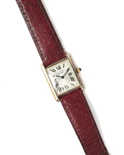 Pre-owned Cartier Must De Tank 23x30mm 150th Anniversary 1998 Full Set Watch In Silver