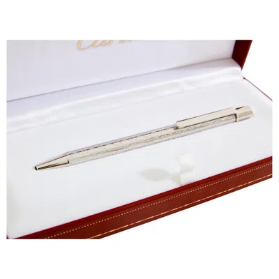 Pre-owned Cartier Must Ii Ballpoint Pen Silver Plated And Palladium 1980s