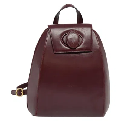 Pre-owned Cartier Must Line Burgundy Leather Backpack Bag ()