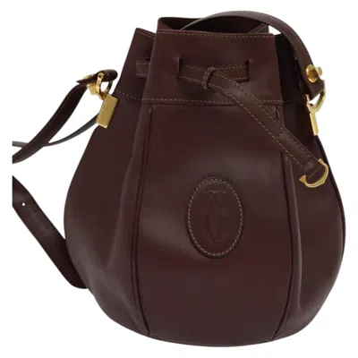 Pre-owned Cartier Must Line Burgundy Leather Shoulder Bag ()