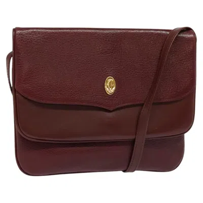 Pre-owned Cartier Must Line Burgundy Leather Shoulder Bag ()