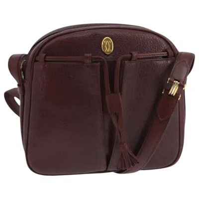 Pre-owned Cartier Must Line Burgundy Leather Shoulder Bag ()