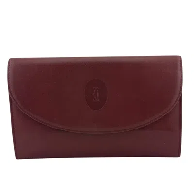 Pre-owned Cartier Must Red Color Leather Long Wallet (bi-fold) ()
