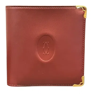 Pre-owned Cartier Must Red Color Leather Wallet (bi-fold) ()
