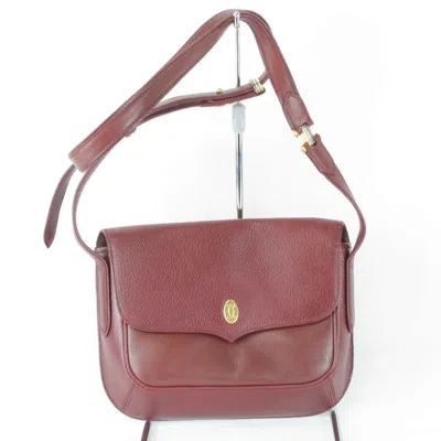 Pre-owned Cartier Must Wine Red Leather Shoulder Bag ()