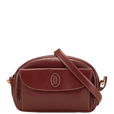 Pre-owned Cartier Must Wine Red Leather Shoulder Bag () In Burgundy