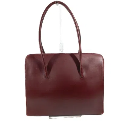 Pre-owned Cartier Must Wine Red Leather Shoulder Bag Tote Bag ()