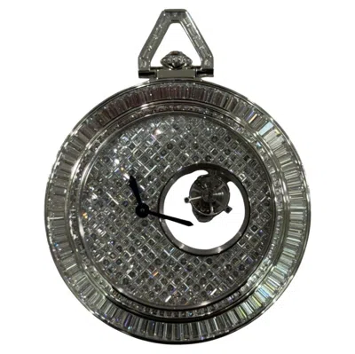 Pre-owned Cartier Mysterious Hours White Gold Tourbillon Pocket Watch Hpi01075 Masterpiece
