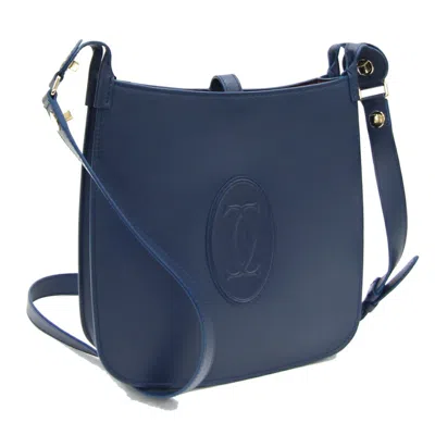 Pre-owned Cartier Navy Leather Shoulder Bag ()