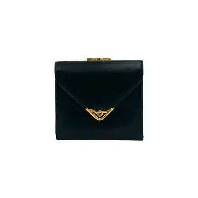 Pre-owned Cartier Navy Leather Wallet (tri-fold) () In Blue