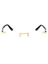 Cartier Womens Gold Shiny Ct0048o Rectangle-frame Metal Eyeglasses In 001 Gold Black Transparent