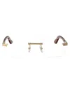 Cartier Womens Gold Shiny Ct0048o Rectangle-frame Metal Eyeglasses In 002 Gold Brown Transparent