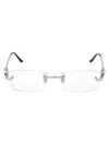Cartier Rectangular Rimless Glasses In 002 Silver Silver Transparent