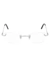 Cartier Rectangular Rimless Glasses In 002 Silver Silver Transparent