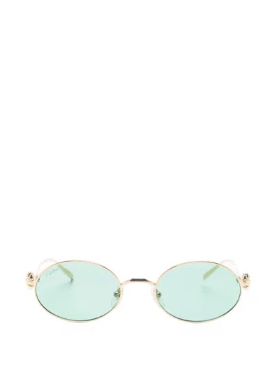 Cartier Oval Embellished Sunglasses In Gold