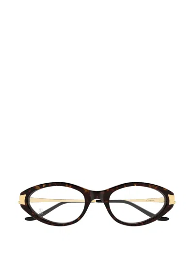 Cartier Oval-frame Glasses In Brown