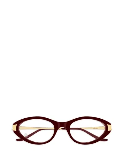 Cartier Oval-frame Glasses In Red